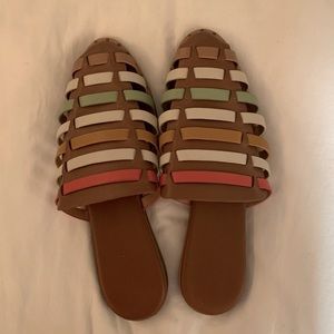 Striped Multi Colored full Cover sandals.